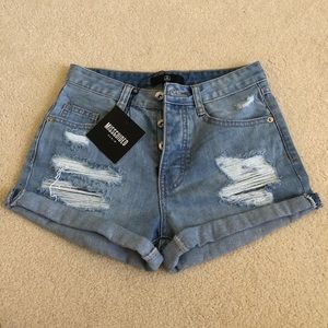 Missguided High Waisted Denim Shorts Size 0